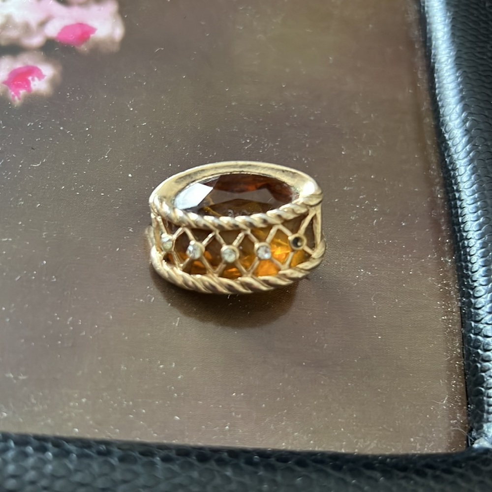 Topaz  brooch “Crown” missing 1 rhinestone